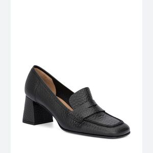 Aquatalia Carlina Black Block Heel Penny Loafer Pumps 10